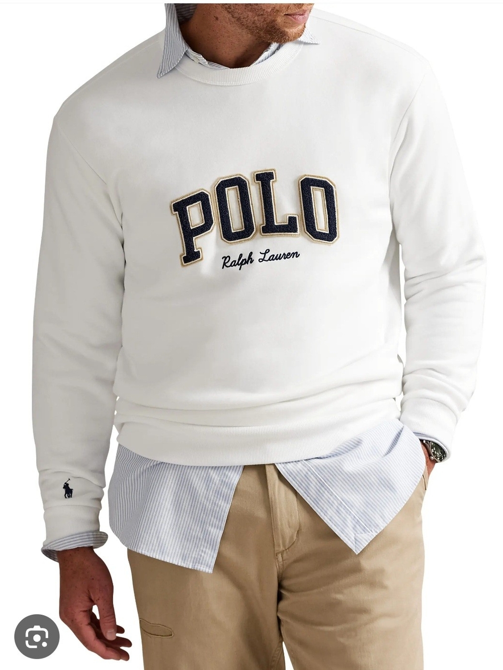POLO Ralph Lauren White Logo Crewneck Sweater
